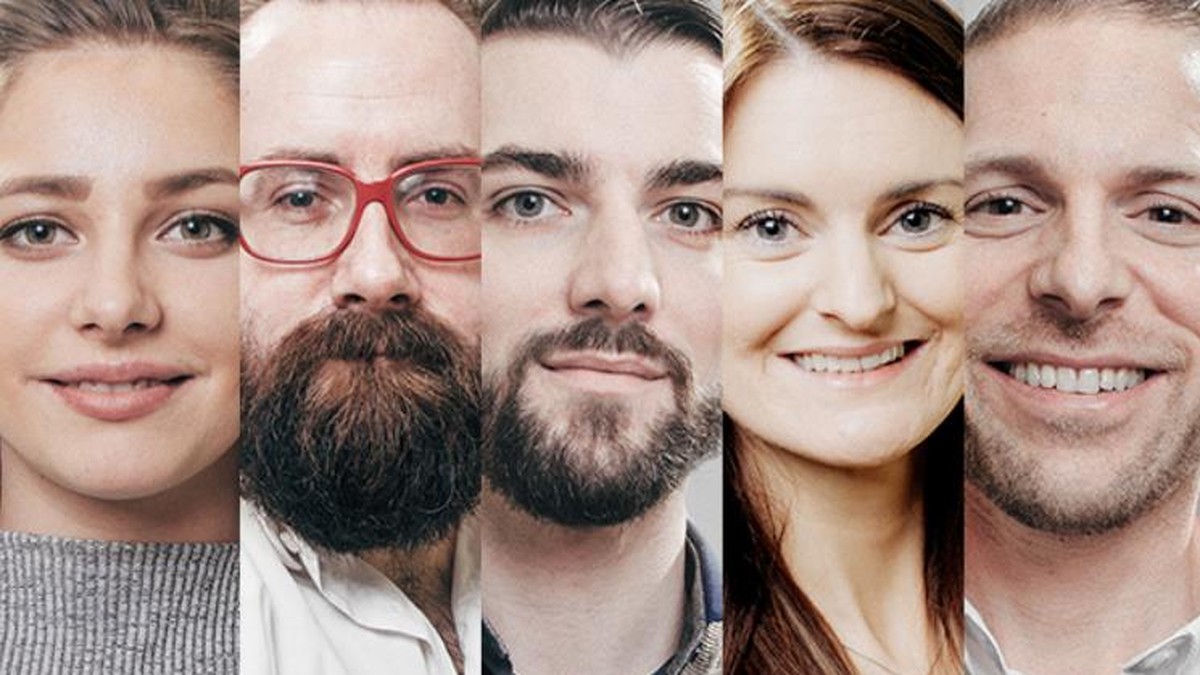 Close-up portraits of five people from the PayPal IMAGINE campaign.