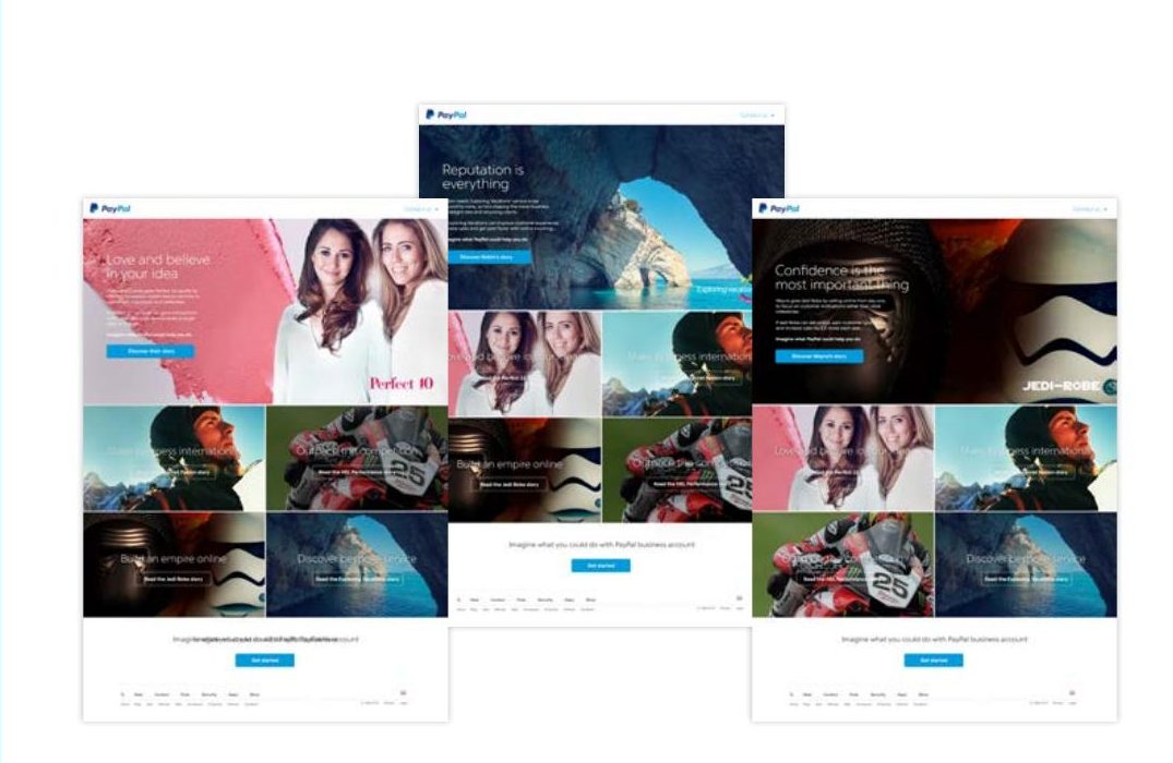 The IMAGINE hub site, showing five small business founder stories as tiles.